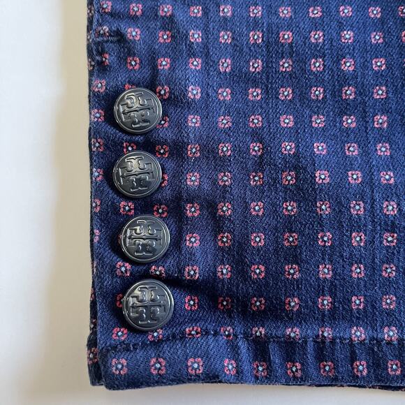 Tory Burch Emmy Ankle Skinny Pants jeans Navy blue Daisy Dots size 30 preppy - Picture 5 of 7